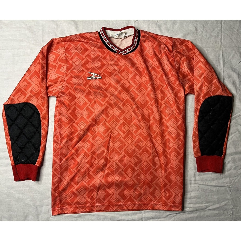 Score Soccer Jersey Youth Size Large Red Diamonds Long Sleeve Vintage 1990s